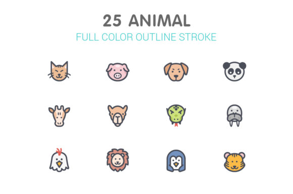 Animal Line with Color Icons: A Designer's Toolkit for Modern Branding