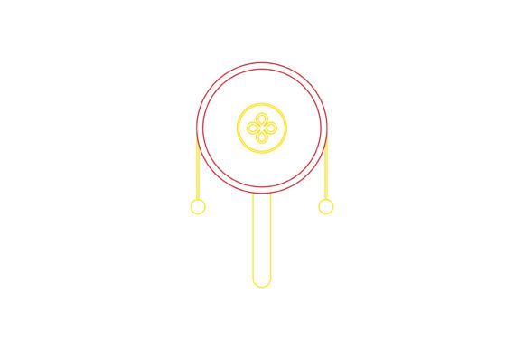 Chinese New Year Rattle Drum Color Line: A Festive Design Asset