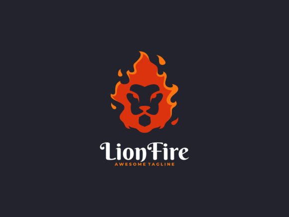 Designing with the Lion Fire Flat Color Logo Vector Asset