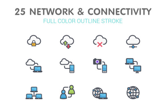 Elevate Your Digital Presence with Network & Connectivity Color Icons