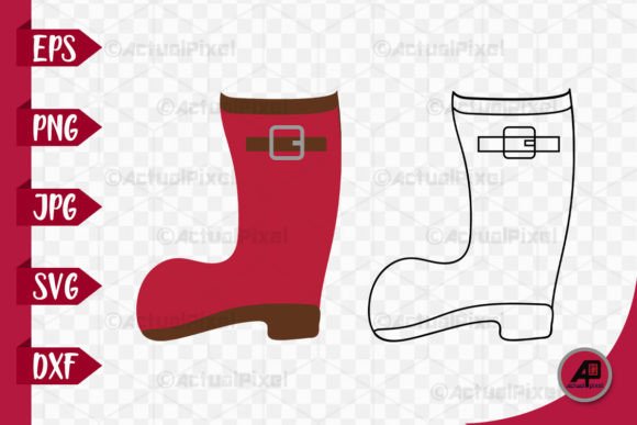 Garden Boots Outline with Color Clipart: Your Creative Asset