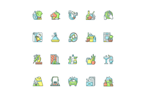 Housekeeping RGB Color Icons Set: A Designer’s Visual Toolkit