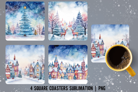 Magical Color Christmas Square Coaster Designs