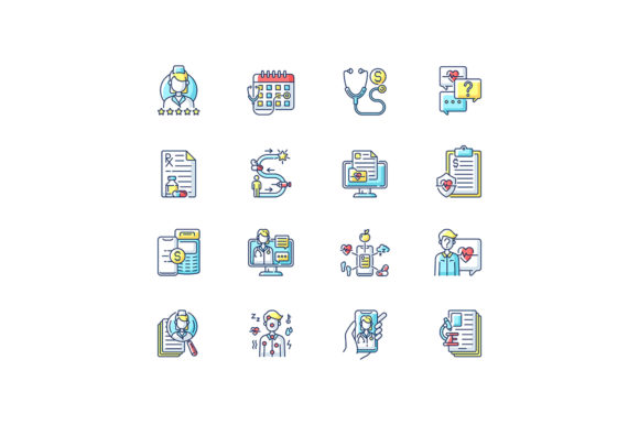 Online Doctor App RGB Color Icons Set: A Visual Toolkit