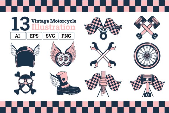 Revive Retro Charm with Vintage Motorcycle Color Illustrations