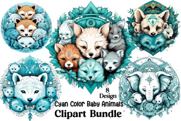 The Gentle Allure of Cyan Color Baby Animals in Design