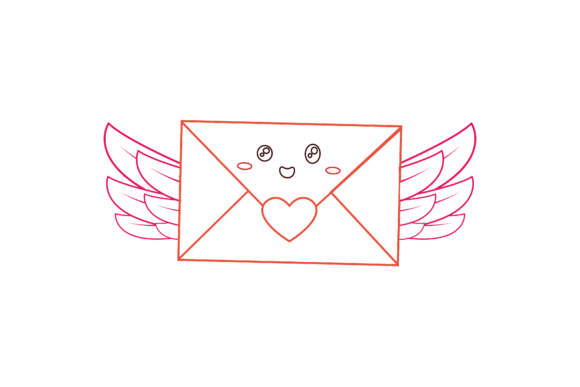 Valentine Kawai Envelope Flay Color Line: A Creative Design Asset