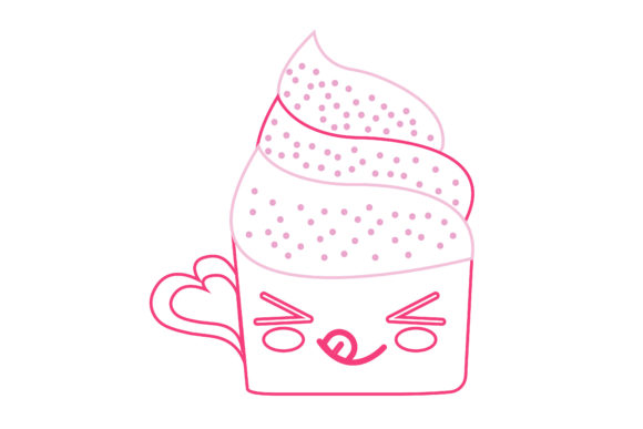 Valentine Kawaii Cupcakes Color Lines-03: A Sweet Design Asset